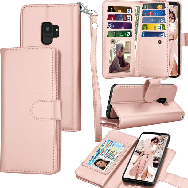Samsung Galaxy S9 Flip Case Cover for Leather Kickstand Mobile Phone Cover Extra-Durable Business Card Holders Flip Cover 